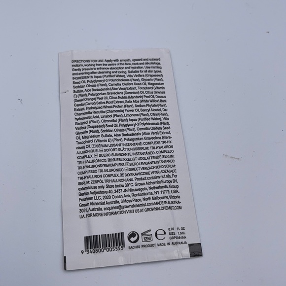 Grown Alchemist Instant Smoothing Serum Sample Pack NEW - Picture 2 of 2